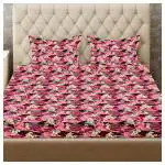 NEELA HOME GLAZE 95 GSM DOUBLE BEDSHEET WITH 2 PILLOW COVERS | FLORAL DESIGN |