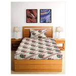 Neela Home Glaze 95 GSM Single Bedsheet with 1 Pillow Cover D4045 Pink Floral Cream