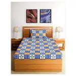 Neela Home Glaze 95 GSM Single Bedsheet with 1 Pillow Cover D4057 Portion Blue Floral