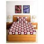 Neela Home Glaze 95 GSM Single Bedsheet with 1 Pillow Cover D4056 Portion Maroon
