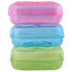 All Time Multicolour Diamond Cut Shaped Plastic Soap Box Set (3 pcs)