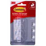 3M Command Plastic Round Cord Clip (4 Clips & 5 Clear Small Strips)