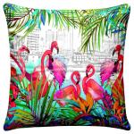Bianca Nature Love Animal Print Pink & Green Velvet Cushion Covers 40x40 cm