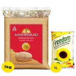 Aashirvaad Superior Whole Wheat MP Atta 5 kg + Freedom Refined Sunflower Oil 1 L