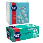 Home One 2 Ply Facial Tissues 200 pcs + Home One Paper Napkins 22 x 22 cms 100 pcs