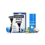 LetsShave Pro 3 Razor + Shaving Foam 200 gm + Razor Cap - Men
