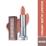 Maybelline New York Color Sensational Creamy Matte Lipstick, 637 Barely Nude 3.9 gm