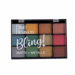 Blue Heaven Bling Matte + Metallic Eye Shadow Palette 12 in 1 Garden Paradise 22gm