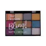 Blue Heaven Bling Matte + Metallic Eye Shadow Palette 12 in 1 Playful Burst 22 gm