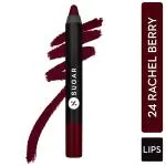 SUGAR Cosmetics Matte As Hell Crayon Lipstick - 24 Rachel Berry (Deep Berry) 2.8 gm