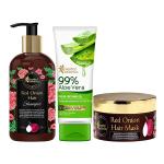 Oriental Botanics Red Onion Hair Care Combo Shampoo + Hair Mask+ 99% Aloe Vera Gel 500 ml