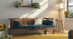 Urban Ladder Milton Day Bed (Finish : Teak; Colour : Delft Blue)