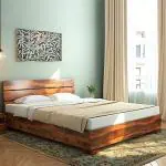 Urban Ladder Ohio Low Bed (Finish : Teak; Bed Size : Queen)