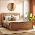 Urban Ladder Tuscany Teak Wood Bed (Bed Size : King; Colour : Natural; Finish : Latin American Teak)