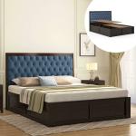 Urban Ladder Avon Storage Bed (Bed Size : King; Finish : Mahogany, Fabric: Lapis Blue)