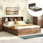 SimplyWud Jasper King Storage Bed With Headboard Storage (Finish : Classic Walnut)