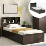 SimplyWud Jasper Single Storage Bed With Headboard Storage(Bed Size : single; Finish : dark wenge)