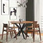 Urban Ladder Okiruma Solid Wood 4 Seater Round Dining Table (Finish : Teak)