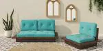 Urban Ladder Ankara Wooden Sofa (Teal Blue) (Seater : 1 ; Sofa Material : Solid_Wood)