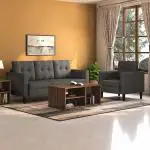 SimplyWud Winston Fabric Sofa (Sofa Material : fabric; Colour : slate grey ; Seater : 3)