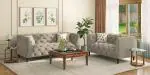 Urban Ladder Henrietta Fabric Sofa (Cloudy Beige Velvet) (Sofa Material : Fabric; Seater : 2)