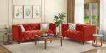 Urban Ladder Henrietta Fabric Sofa (Tuscan Red) (Sofa Material : Fabric; Seater : 3)