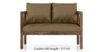 Urban Ladder Alden 2 Seater Wooden Sofa (Finish- Teak, Colour - Peanut Brown Velvet)