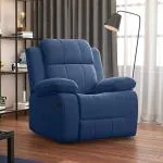 LazeOn Griffin Recliner (Seater : One; Colour : Lapis Blue Fabric)