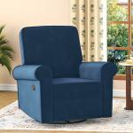 LazeOn Diaz Rocker Swivel Recliner (Colour : Blue Micro Velvet)