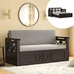 Urban Ladder Bram Sofa Cum Bed (Colour : Mahogany, Colour : Cloud Burst Grey Hopsack Weave)