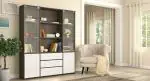 Urban Ladder Iwaki Bookshelf/Display Cabinet With Glass Door (Configuration : 3 Drawer; Book Capacity : 110 Book; Finish : Deep Walnut)