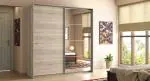 Urban Ladder Loretta Sliding Door Wardrobe (Mirror : With Mirror; Finish : Sonoma Oak And Silver Grey)