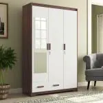 Urban Ladder Miller 3 Door Wardrobe (Finish : Two-Tone; Configuration : 1 Drawer; Mirror : With; Lock : With)
