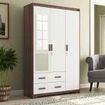 Urban Ladder Miller 3 Door Wardrobe (Finish : Two-Tone; Configuration : 2 Drawer; Mirror : With; Lock : With)