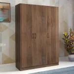 SimplyWud Zoey Three Door Wardrobe (Configuration : Without Mirror; Finish : Classic Walnut)