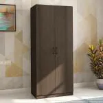 SimplyWud Zoey Engineered Wood 2 Door Wardrobe (Configuration : Without Mirror; Finish : Dark Wenge)