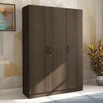 SimplyWud Wren Three Door Wardrobe (Finish : Dark Wenge) (Configuration : Without Mirror; Finish : Dark Wenge)