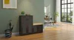 Urban Ladder Bennis Shoe Cabinet (Finish : Dark Walnut; Configuration : With Seating; Capacity : 25 Pair)