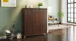 Urban Ladder Webster Shoe Cabinet With Lock (Finish : Walnut; Capacity : 32 Pair)