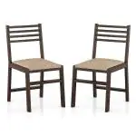 Urban Ladder Caprica Dining Chairs - Set Of 2 (Colour : Sandshell Beige; Finish : Mango Walnut)