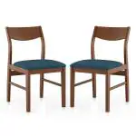 Urban Ladder Augusta Dining Chair - Set Of 2 (Colour : Blue; Finish : Dark Walnut)