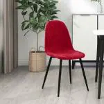 Finchfox Eames Replica Quilted Velvet Dining Chair (Colour : Red)