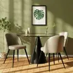 Finchfox Romantic Vintage Dining Chairs Faux Leather Cushion Seat (Colour : Beige)