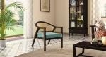 Urban Ladder Hayworth Lounge Chair (Finish : American Walnut; Colour : Dusty Turquoise Velvet)