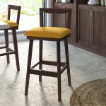 Urban Ladder Homer Bar Stool (Finish : Walnut; Colour : Yellow)