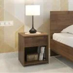 SimplyWud Zoey Bedside Table (Configuration : With Drawer; Finish : Classic Walnut)