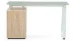 Urban Ladder Eddings Glass Top Study Table (Finish : Natural Oak; Configuration : Without Keyboard Tray)