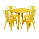 Rajtai Shree Decor Studio Tate Square Metal Outdoor Table With Set Of 4 Chairs (Colour : Yellow)