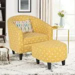 Arra Parmino Accent Chair With Ottoman And Cushion (Colour : Ochre)