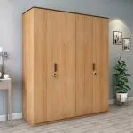 @home Milford Engineered Wood 4 Door Without Mirror Wardrobe (Colour : brown)